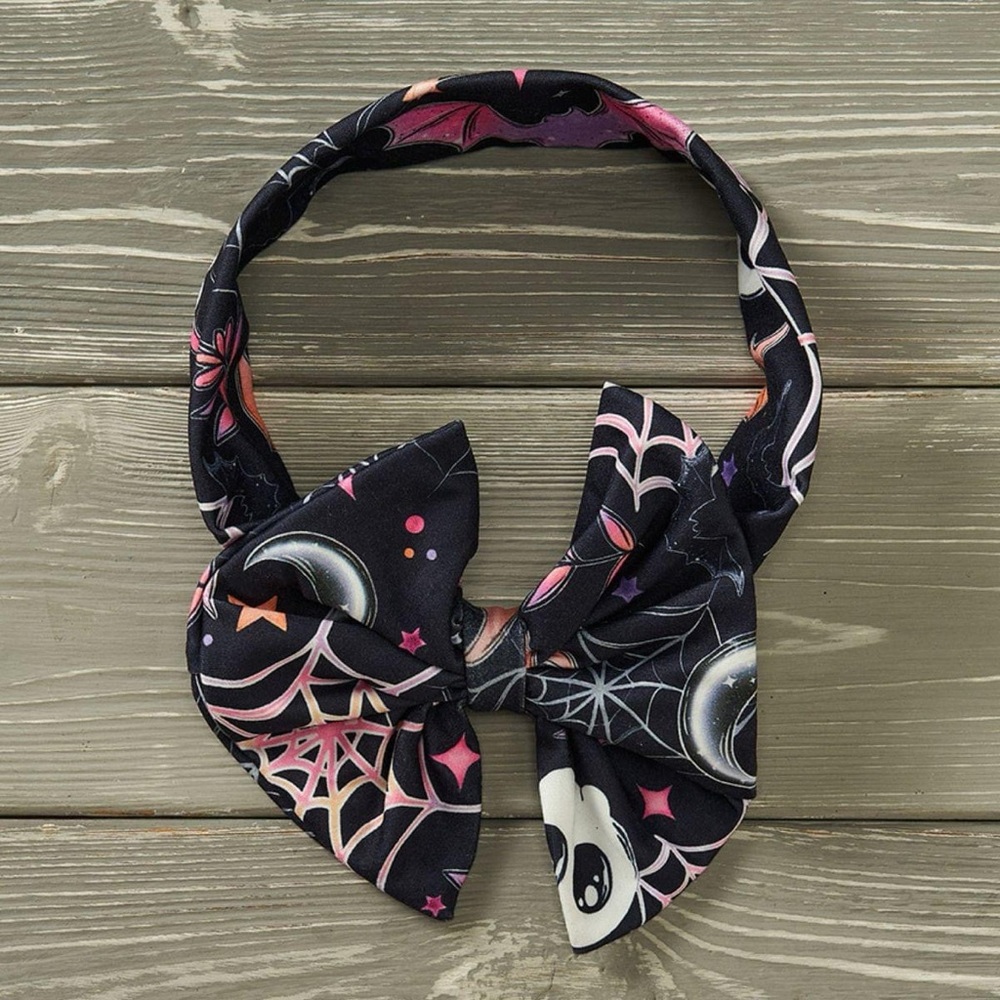 Halloween Milky Silk Bow Headband for Girls – Ghosts, Bats & Stars